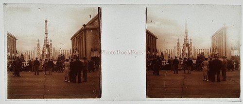 Tour Eiffel PARIS Exposition universelle de 1937 Photo Plaque Stereo Vintage - Picture 2 of 2