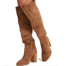 New Oasis Society Brown Faux Suede Knee-high Boots Size 7.5