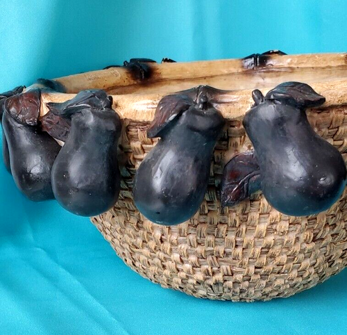 GIFT CREATIVE - BLACK PEAR TRIMMED, BASKET WEAVE DESIGN BOWL & URN SET (2001) - Picture 3 of 21
