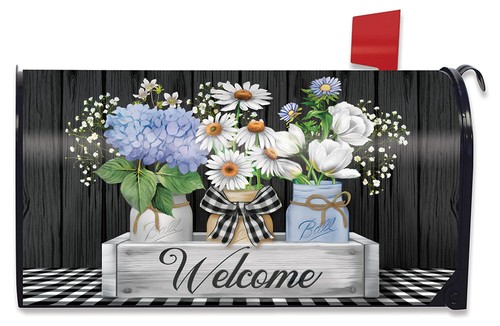 Crated Mason Jars Spring Magnetic Mailbox Cover Daisies Floral Standard - Picture 1 of 3