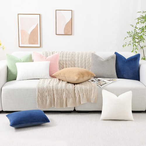 Faux Fur Plush Throw Pillow Covers 18X18 Set of 2, Luxury Soft Fluffy Cozy Decor - Picture 6 of 12