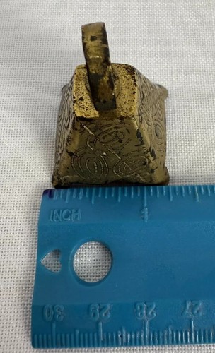 Vintage Gold-Tone Brass Home Decorative Etched Ornate Small Bell - Picture 3 of 8