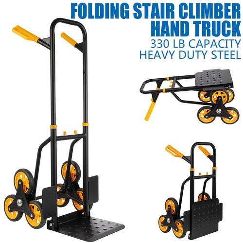 Stair Climber Hand Truck Aluminum Dolly Cart with Rubber Wheel 330 Lb Capacity - Picture 2 of 13