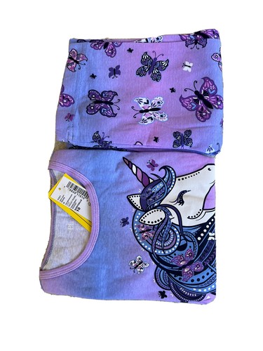 Girls Unicorn Butterflies bandana Patchwork Snug Fit Pajamas Sz.10 -Violet Pearl - Picture 5 of 6