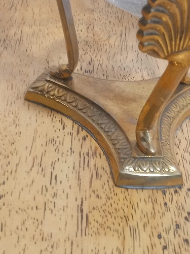 Vintage Art Deco Messing Kugel Schale Blatt Muschel Ständer  - Bild 13 von 21