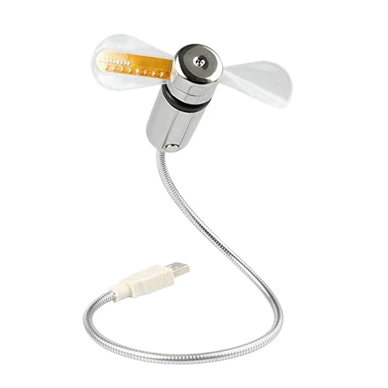 Home Workstation USB Powered Clock Office Desk Fan LED Night Light Computer Mini - Image 2 of 4