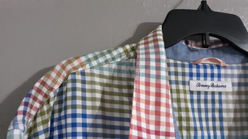 Camicia uomo vintage Tommy Bahamas manica corta/bottoni multicolore. Taglia 3xl - Foto 4 di 9