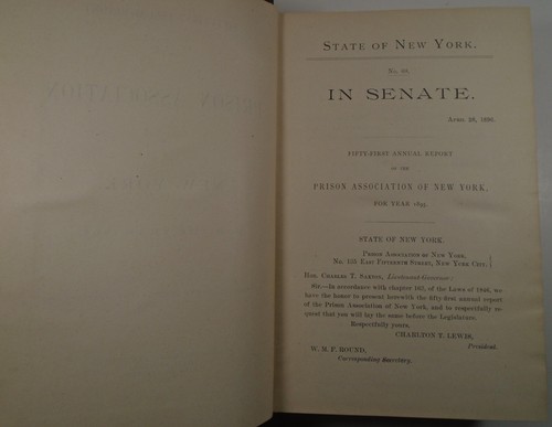 1896 Fifty - First Annual Report of the PRISON ASSOCIATION of NEW YORK - Picture 4 of 20