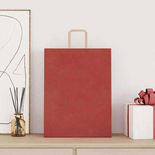 vidaXL Paper Bags 50 pcs with Handles Red 32x12x42 cm - Picture 2 of 11