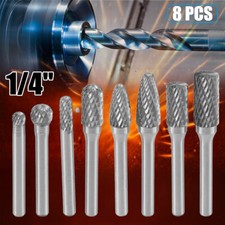 1/4'' Double Cut Tungsten Steel Carbide Rotary Burr Die Grinder Shank Bit Set