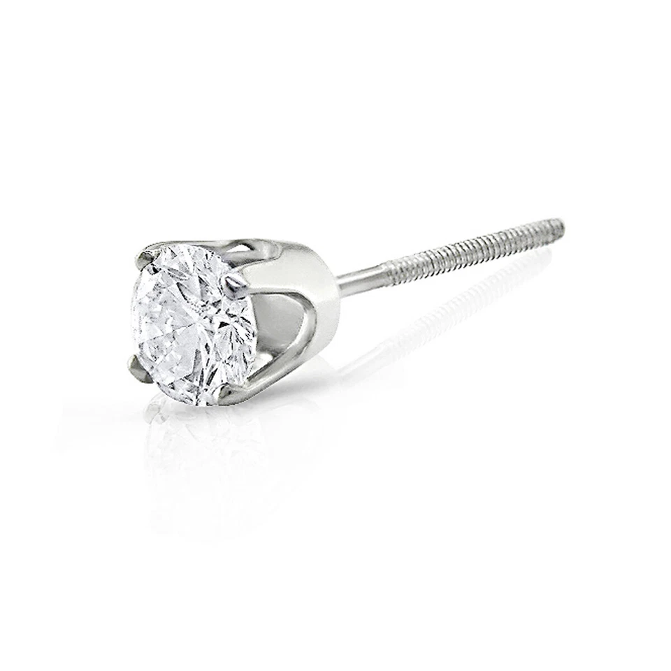 Pendiente único de diamantes Amour de oro blanco de 14 k de 1/4 quilates (medio par)