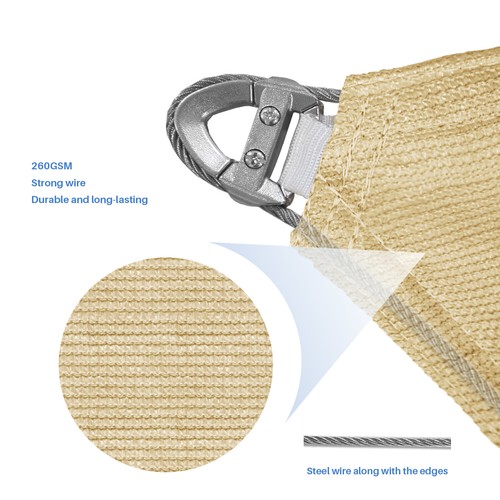 Cubierta de dosel para sol de arena rectangular vela de 13-19 pies con alambre de acero jardín exterior - Imagen 2 de 7