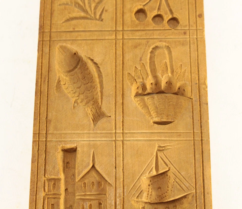 = 19th/20th C. Chocolate Candy Cookie Mold Carved Wood w. 6 Square Patterns - Image 3 of 4