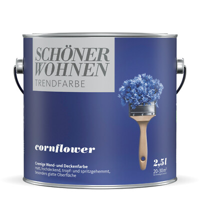 SCHÖNER WOHNEN Trendfarbe Sonderedition Wandfarbe Deckenfarbe cornflower 2,5 l