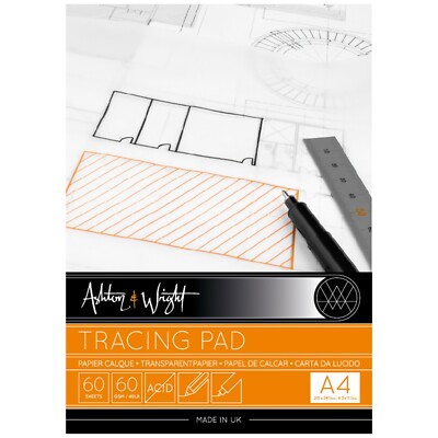 Ashton and Wright A4 Transparentpapier Tracing Pad 60 g/m² 60 Blätter Weiß