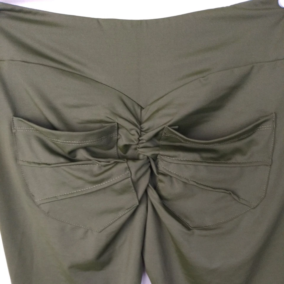 Ropa deportiva Leggings para mujer grandes verde militar cintura alta levantamiento de glúteos entrenamiento 30x26 Foto 2 de 4