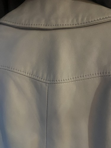 Y2K Doma Women's Leather Jacket Detachable Gray Hood Sz L Runs Smaller Side - Picture 8 of 11