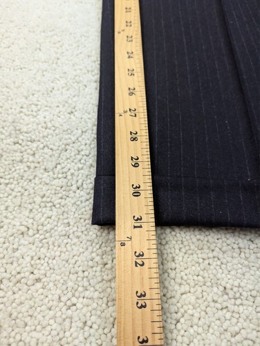 Jos A Bank Suit Mens 42L 34x31 Blue Pinstripe 2 Piece Flannel Navy Chalk Stripe - Picture 18 of 22