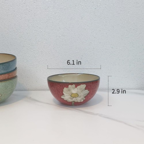 Bowl Set of 4 - For Cereal, Salad, Pasta, Soup, Ramen, Serving etc - Dishwasher,