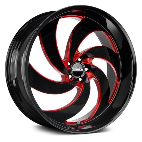 24 inch 24x10 Strada RETRO 6 Candy Red Black wheels rims 5x5 5x127 +15 ...