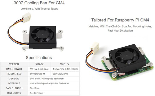 Waveshare Dedicated 3007 Cooling Fan for Raspberry Pi Compute Module 4 CM4 - Picture 7 of 11