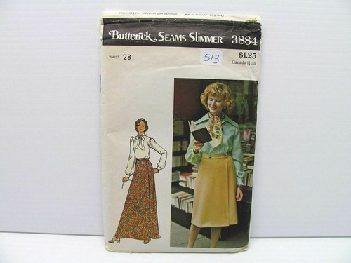Butterick 3884 Miss Sz 28 Seams Slimmer Short Long Skirt Sewing Pattern #513 - Picture 1 of 6