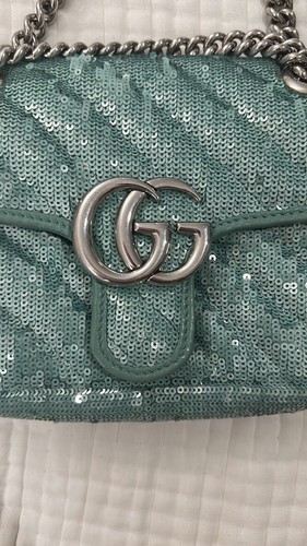 Gucci GG Marmont Flap Bag Diagonal Quilted Sequins - Picture 3 of 6