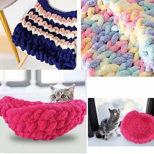 Thick Chunky Chenille Yarn Super Soft DIY Blanket Bulky Arm Knitting Wool Yarn - Picture 10 of 31
