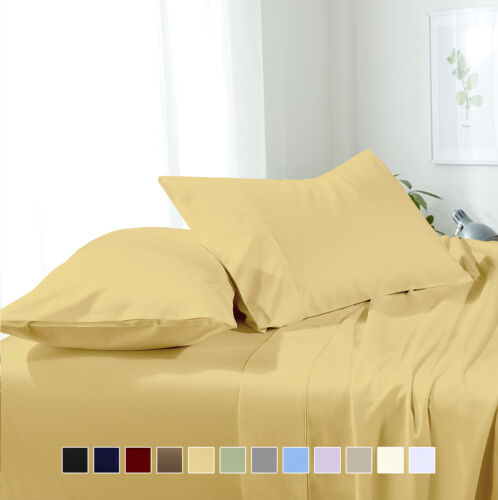 Luxury Bed Sheet Sets Super Soft Microfiber Attached Waterbed Solid Sheet Set  - Picture 1 of 14