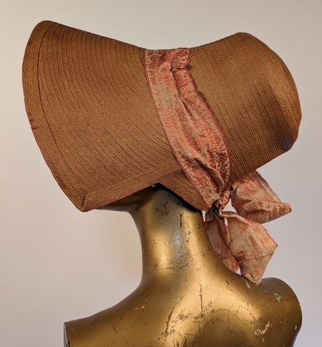 ANTIQUE 1830’S NATURAL STRAW HAT W SILK RIBBON TRIM - Picture 1 of 11