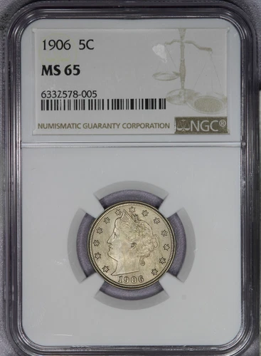 1906 Liberty V Nickel 5c NGC MS65