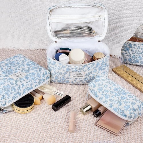 Large Makeup Bag,Floral Cosmetic Organizer for Women & Girls,Travel Toiletry Bag - Picture 35 of 222