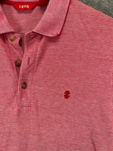 IZOD Poloshirt Herren Medium Rot Chambray IZ Logo Kurzarm Freizeit Arbeit 1 - Bild 7 von 9