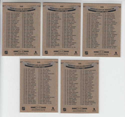19/20 OPC Checklists (5 Cards) #100 #200 #300 #400 #500 - Picture 2 of 2
