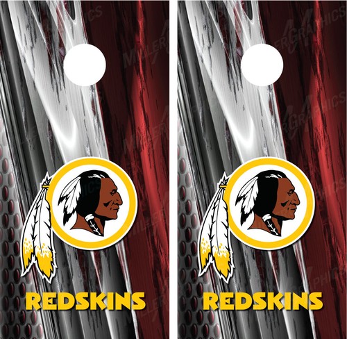 Washington Redskins Ripped Metal Cornhole Board Decal Wrap Wraps - Picture 2 of 3