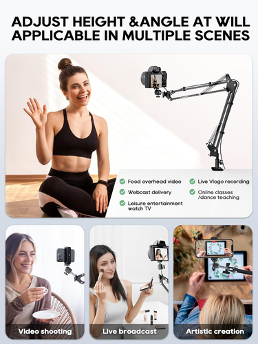 Overhead Camera Mount, 5Lb Horizontal Load-Bearing, 360° Adjustable Camera Stand - Picture 3 of 8