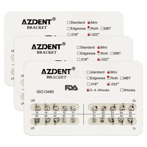 AZDENT Ortodoncia Dental Brackets Metal Brackets Mini Roth Ranura 0.022 Ganchos 345 - Imagen 11 de 12