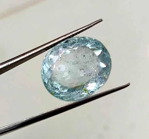 Natural Sky Blue Topaz Earth Mined Rutile Oval Shape Loose Gemstone H77 - Picture 11 of 14