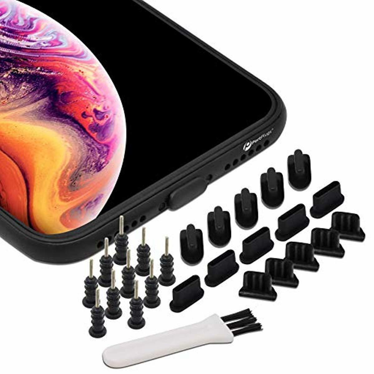 Anti Dust Plug Set Protect Earphone Jack Charger Port Cover 25 Piece Black New