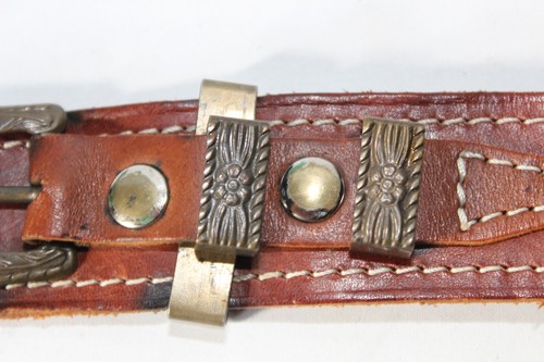 Womens Mens Leather Belt 34" Brown Boho Vintage Unisex - Picture 13 of 21
