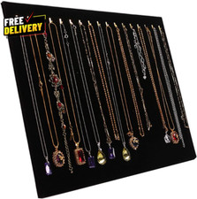 Necklace Display Jewelry Tray Organizer Pad Showcase Display Case 17 Hooks