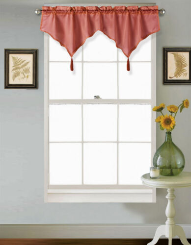 1 PZ TOPPER SWAG CON ASTA SOLIDA WAVE FINESTRA IN FINTA SETA ASCOT VALANCE CON FRANGE - Foto 30 di 37