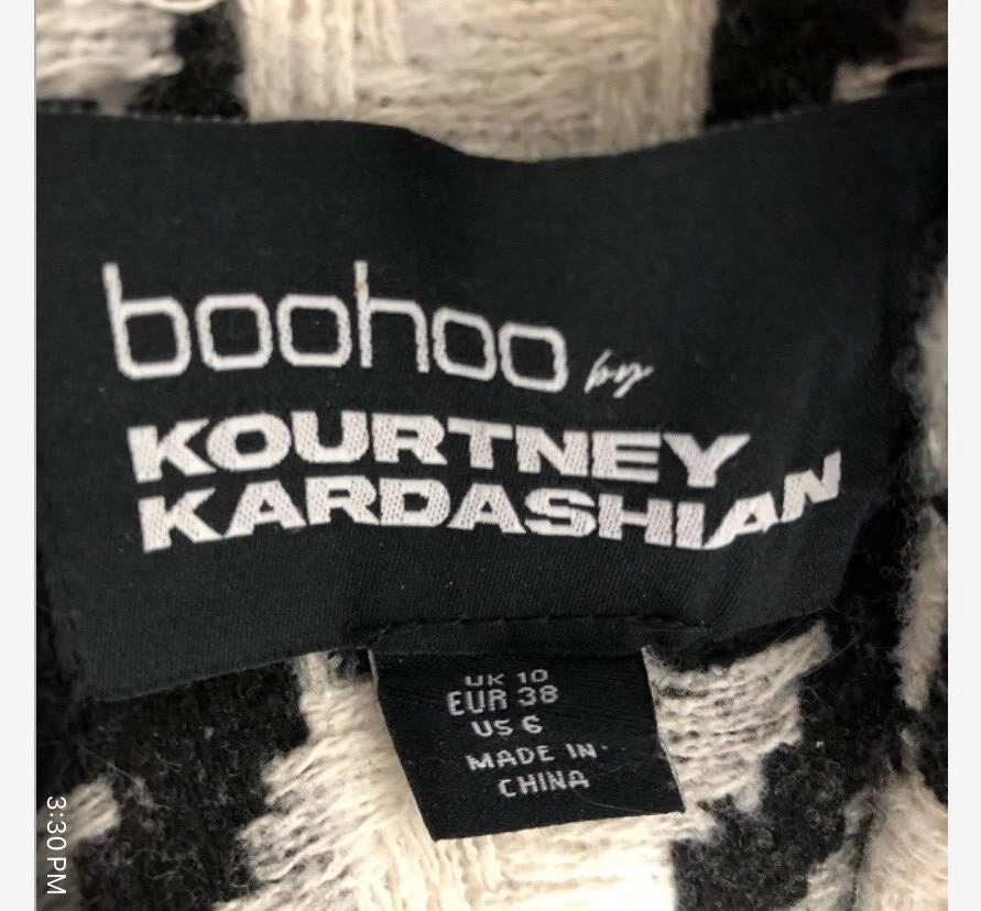 boohoo black and white check coat. Uk size 10 A237 - Image 2 of 4