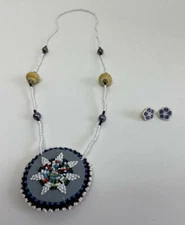 Native American Style Beaded Necklace And Post Earring Set