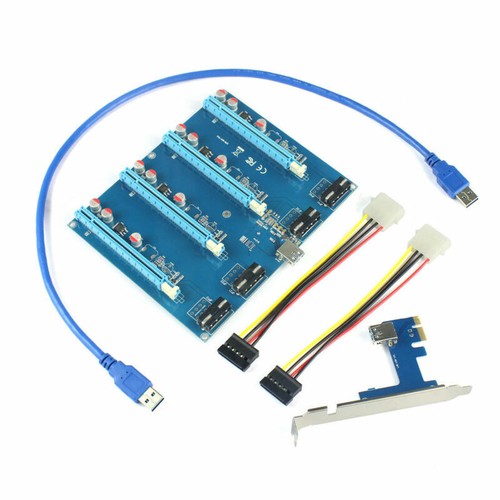 PCI-E Adapter Card 1 to 4 1X to 16X Riser Mining Card Connector for PC Computer - Photo 3/8
