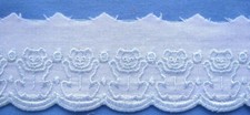 50mm White / Blue Teddy Bear Cambric Edging per metre