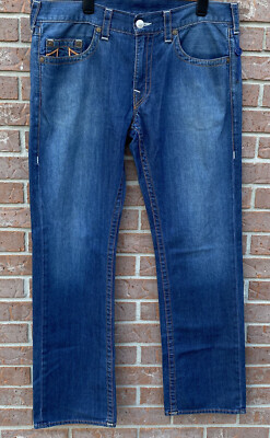 True Religion Straight Leg Jeans W/ Flaps Blue Mens 36 X 33