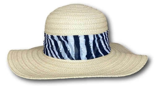 Sombrero de verano de mujer rasgable sombrero de mujer patrón de cebra correa de sombrero de Hawkins beige nuevo - Imagen 5 de 5