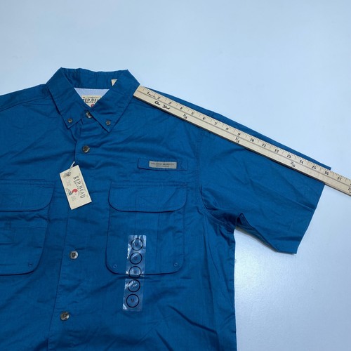 Camicia da Pesca Testa Rossa Bottoni Uomo M Blu Manica Corta Tasche Ventilata Nuova - Foto 14 di 14