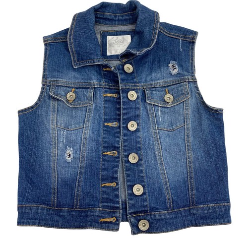 Girls Size 14 Lot Top Distressed Denim Vest Combo Red Plaid Pocket Button - Picture 9 of 11
